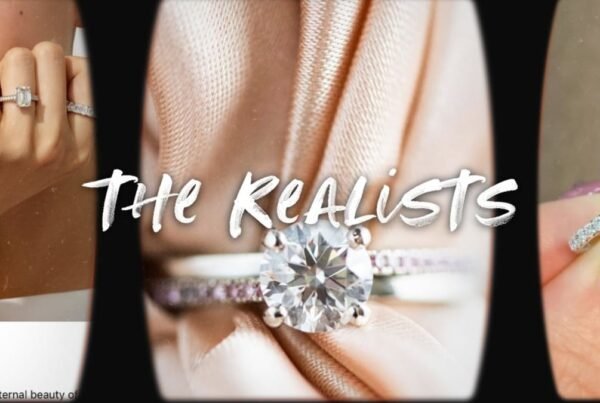 a collage showing ads for engagement rings - with the title THE REALISTS on top