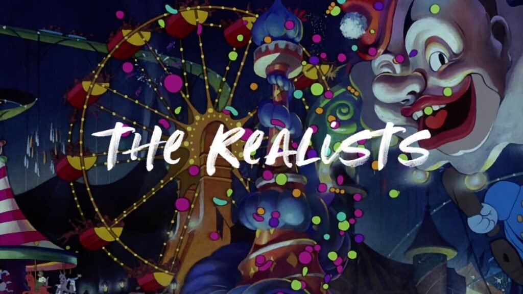 a screenshot of Pinocchio's Pleasure Island showing the title THE REALISTS on top